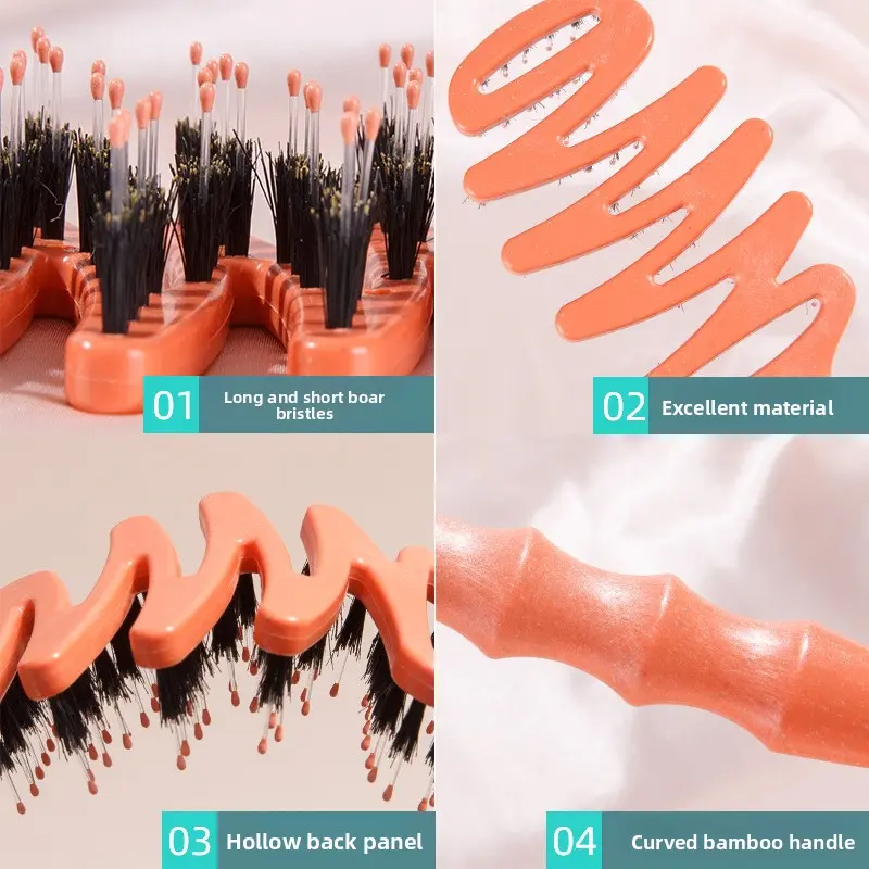 New Elastic Hollow Bristle Fluffy Hair Styling Comb Heatless Spiral Hair Curlers Set - Multicolor No Heat Damage Curling Tools