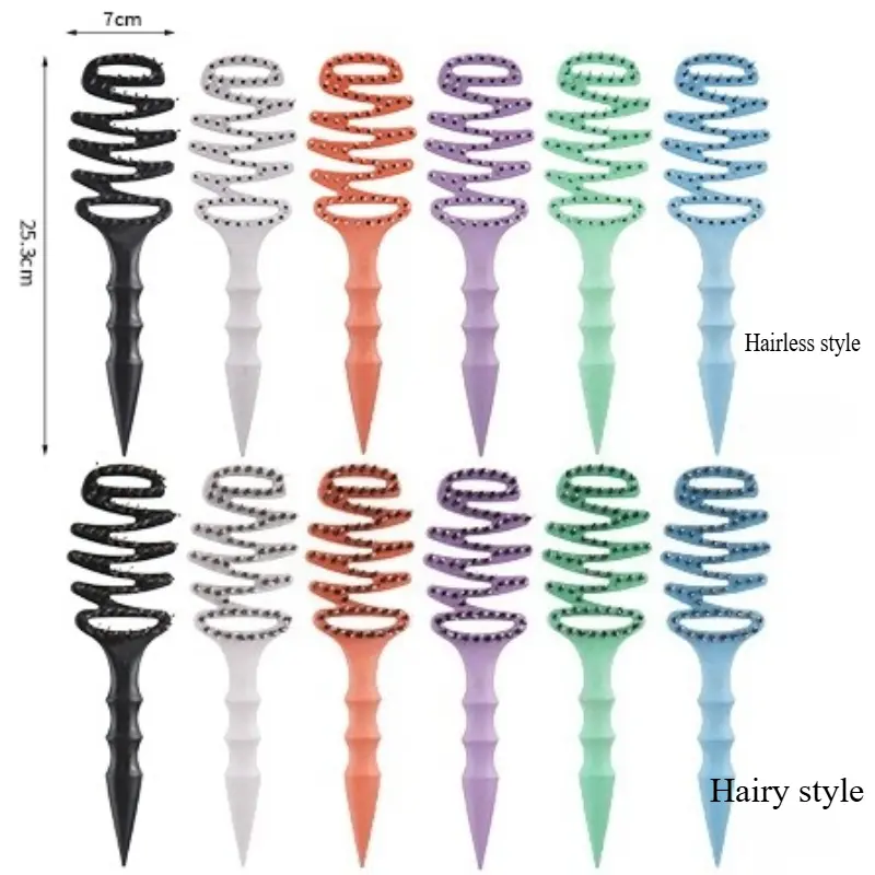 New Elastic Hollow Bristle Fluffy Hair Styling Comb Heatless Spiral Hair Curlers Set - Multicolor No Heat Damage Curling Tools