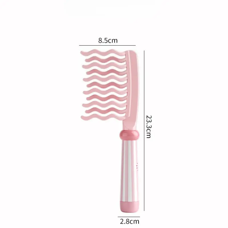 1PC Double Row Wavy Tooth Curling Comb Handle Scalp Massage Fluffy Set for Styling - Pink & Blue Portable Hairdressing Tools