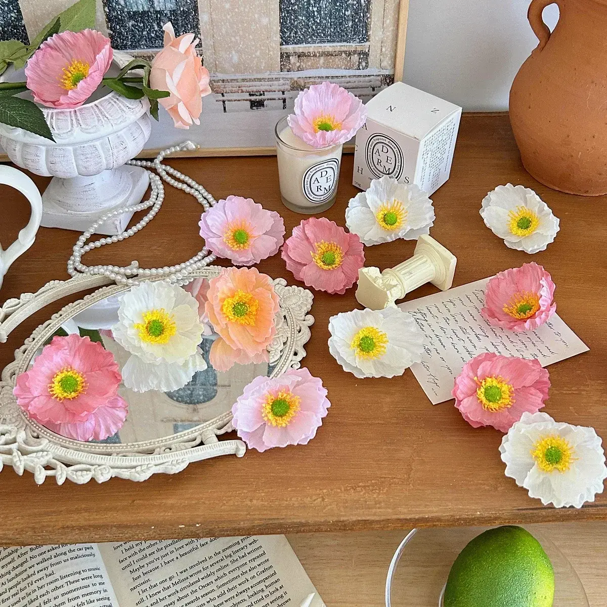 New 10Pcs 7.5CM  Artificial Flower Heads Realistic Fake Flowers for Home Garden Wedding Decor DIY Craft Garland Gifts Accessory