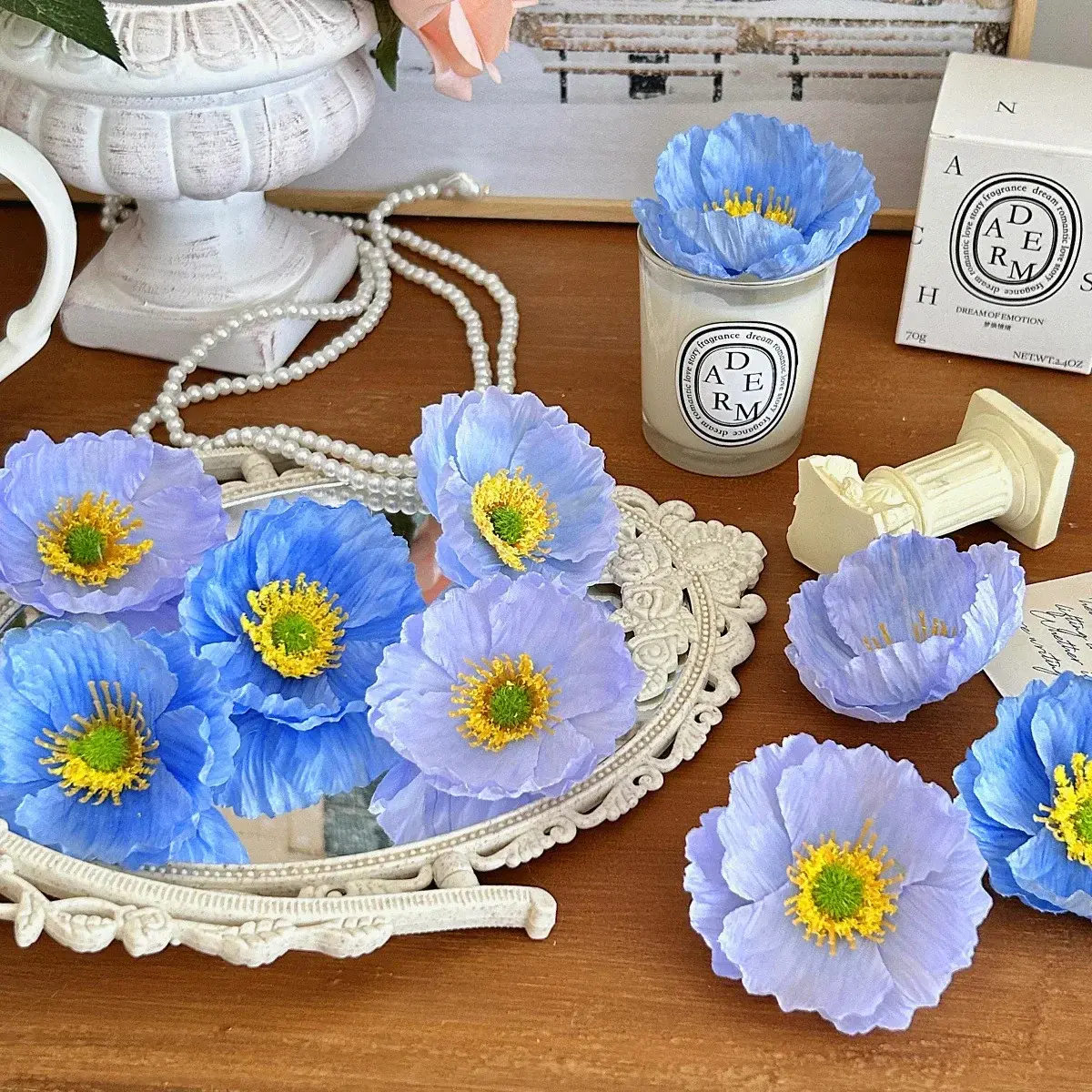 New 10Pcs 7.5CM  Artificial Flower Heads Realistic Fake Flowers for Home Garden Wedding Decor DIY Craft Garland Gifts Accessory