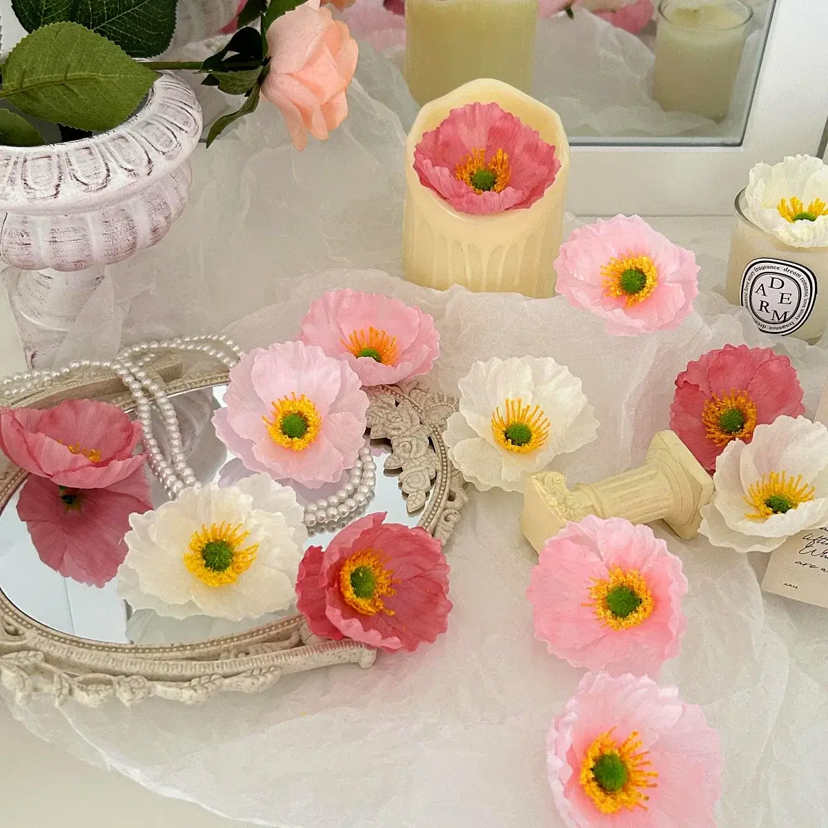 New 10Pcs 7.5CM  Artificial Flower Heads Realistic Fake Flowers for Home Garden Wedding Decor DIY Craft Garland Gifts Accessory