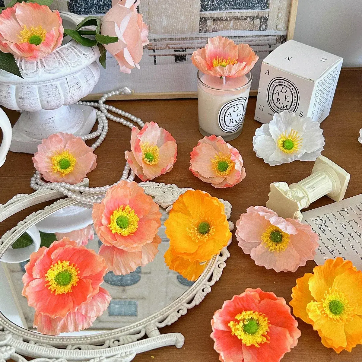 New 10Pcs 7.5CM  Artificial Flower Heads Realistic Fake Flowers for Home Garden Wedding Decor DIY Craft Garland Gifts Accessory
