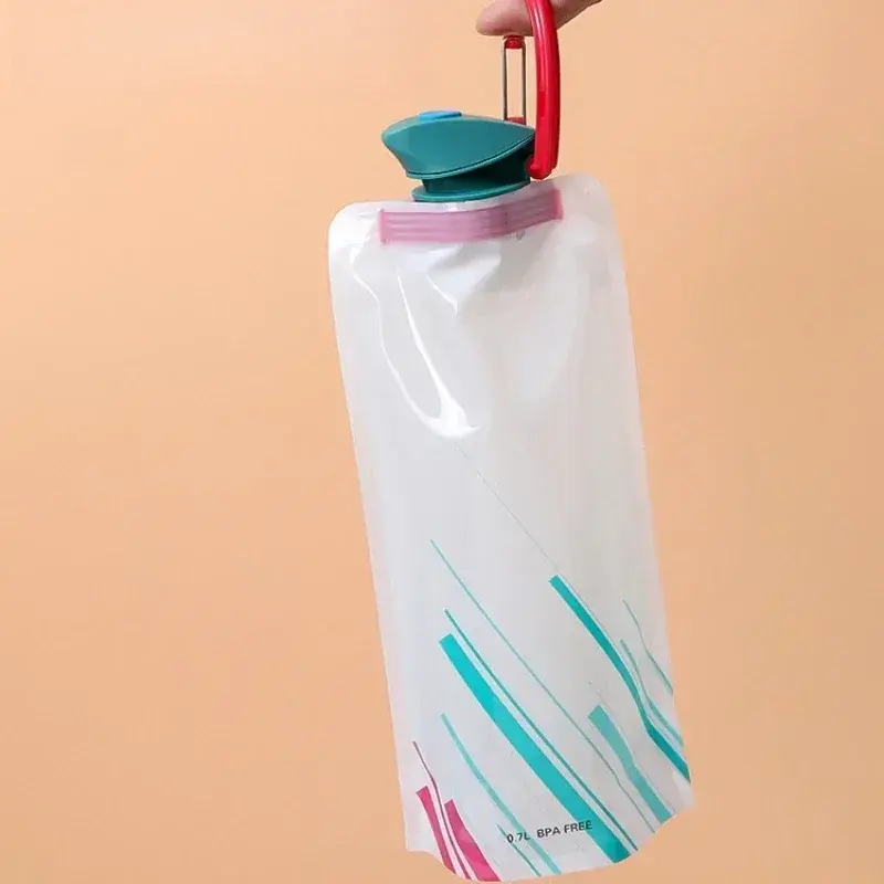2025 1pc 700ml Ultra Light Foldable Water Bag - Portable for Hiking & Camping, with Handle & Hook - Outdoor Water Storage Gear