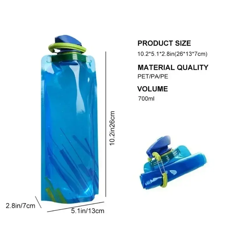 2025 1pc 700ml Ultra Light Foldable Water Bag - Portable for Hiking & Camping, with Handle & Hook - Outdoor Water Storage Gear