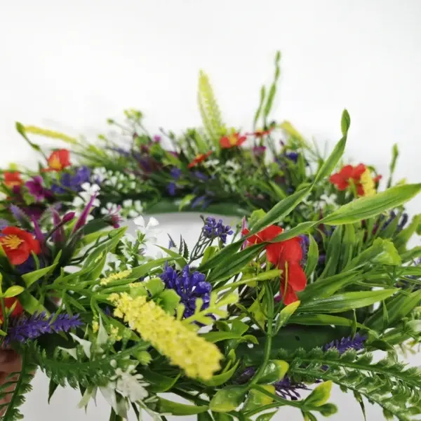 New Spring Summer Door Wreath for Front Door, Artificial Wildflower Spring Wreath,Multipurpose Decorative Garland Colorful 45cm
