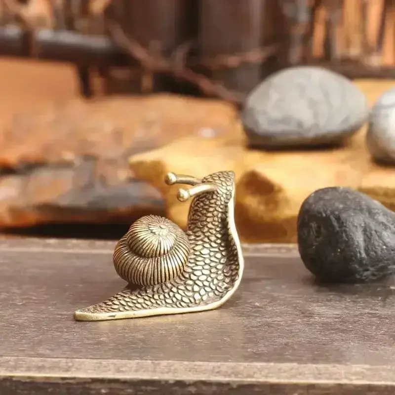 New Solid Copper Snail Ornaments Brass Simulation Animal Figurines Tea Pet Miniatures Home Decorations Feng Shui Gifts