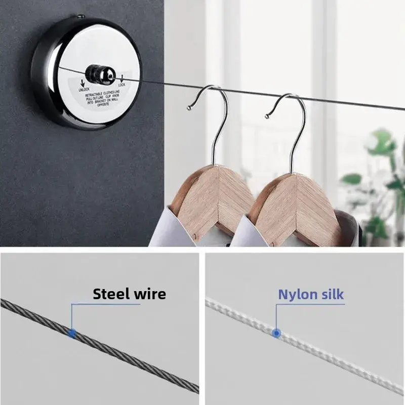 New 2.8M Balcony Invisible Retractable Clothesline Bathroom Dormitory Drying Clothes The Blanket Organize Clothing Storage Rope
