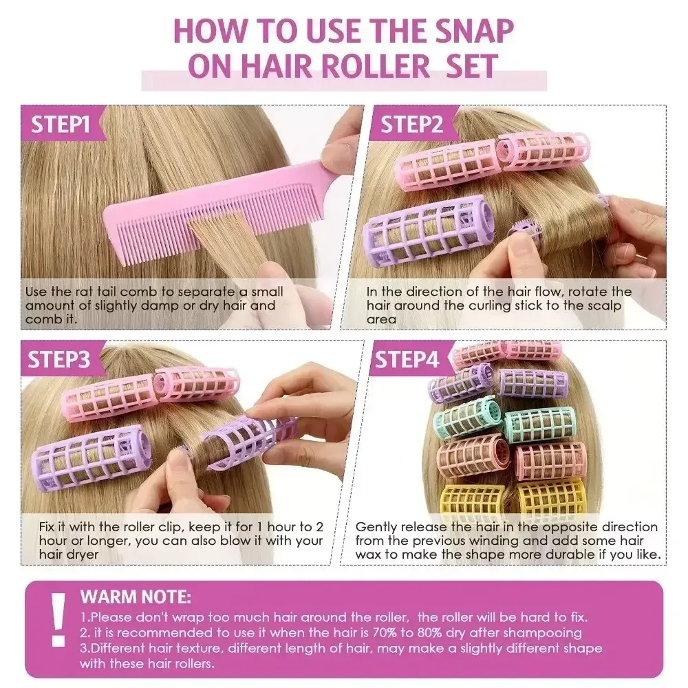 14/8/12/10/6Pcs Heatless Hair Curler No Heat Hair Rollers Plastic Lazy Curls Root Perm Rods Bangs Curling Rod Hair Styling Tools