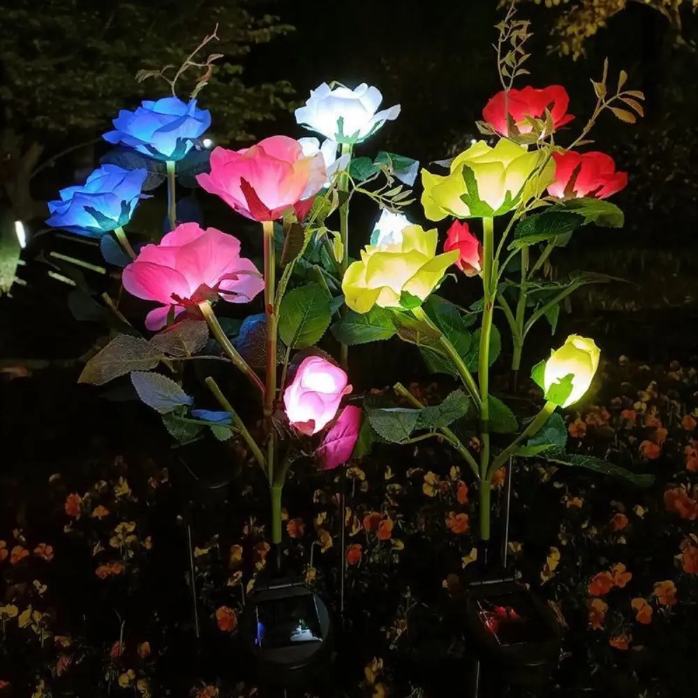 Good-looking Rose Solar Light Rose Charm Light Colors Used for Decorative Atmosphere Lights in Courtyards Lawn Gardens