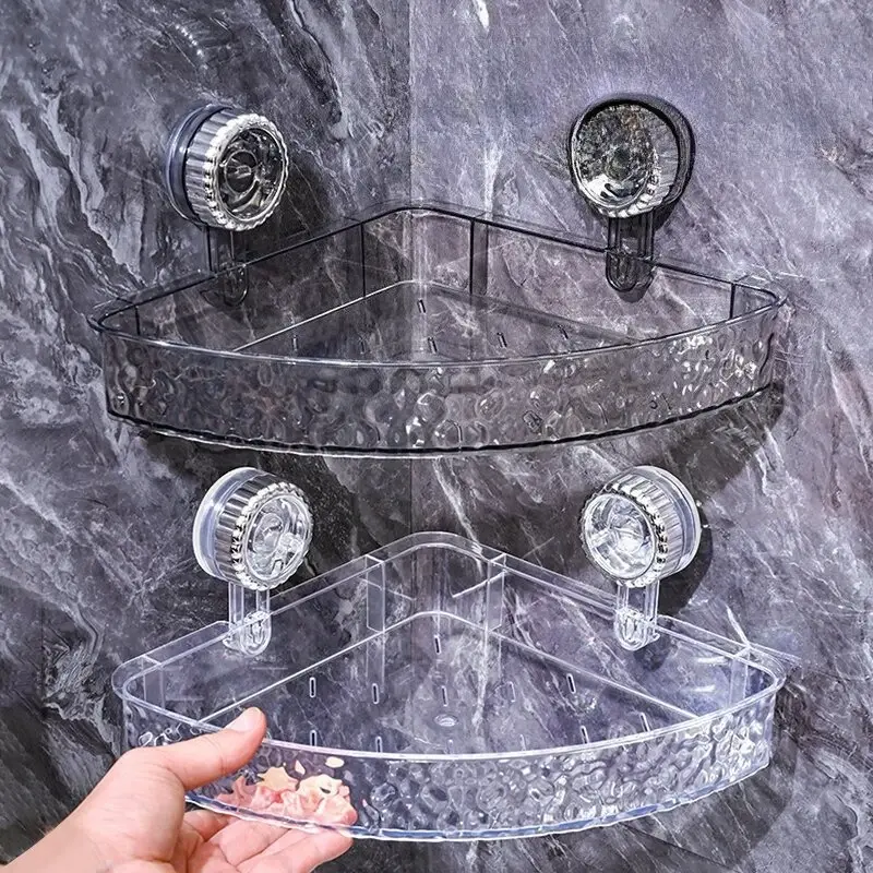 New Non perforated suction cup bathroom triangle storage rack wall mounted toilet vanity corner storage rack Towel Holder