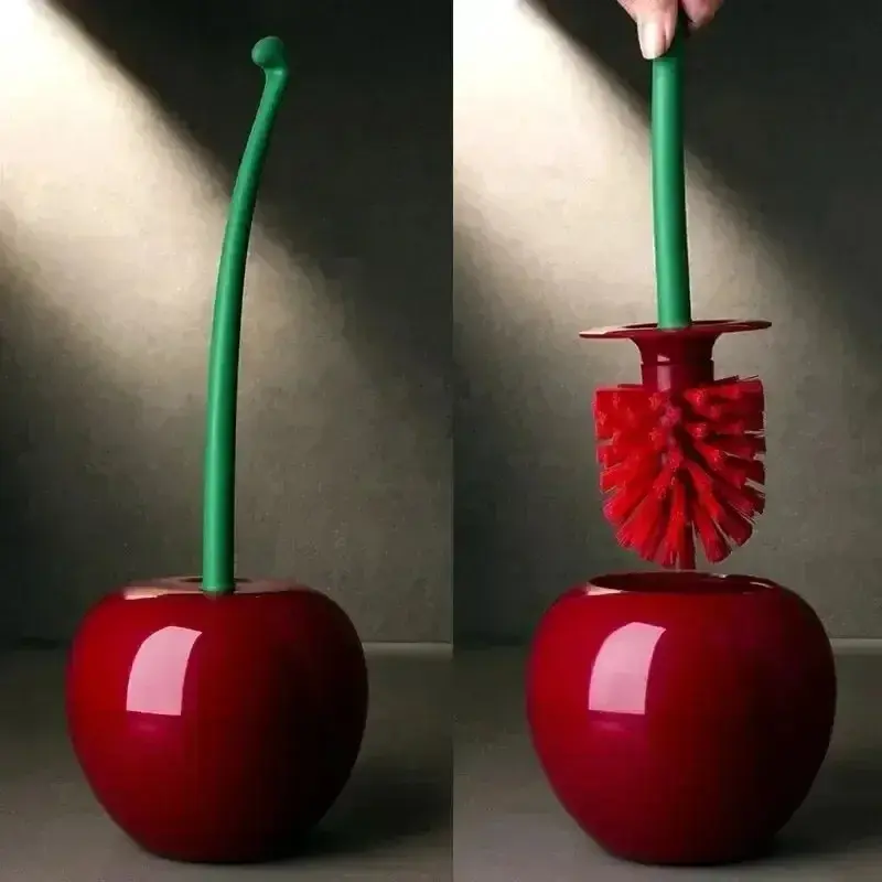 1pc Red Toilet Brush Creative Lovely Cherry Shape Lavatory  Brush Holder Set Bathroom Accessories Toilet Holder