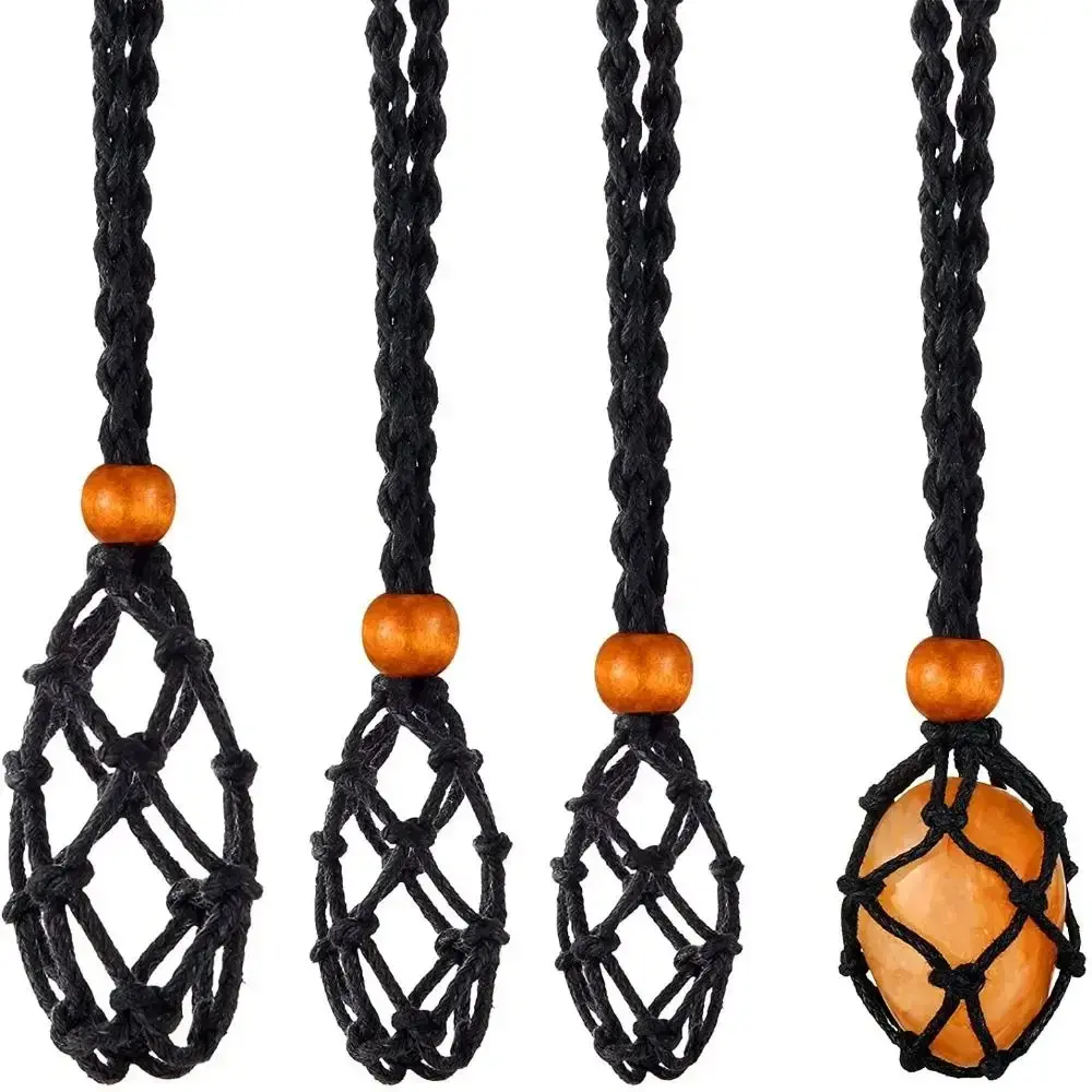 DIY Braided Necklace Cord Length Adjustable Braided Necklace Cord Hand-woven Wax Rope Crystal Necklace Holder Bracelet