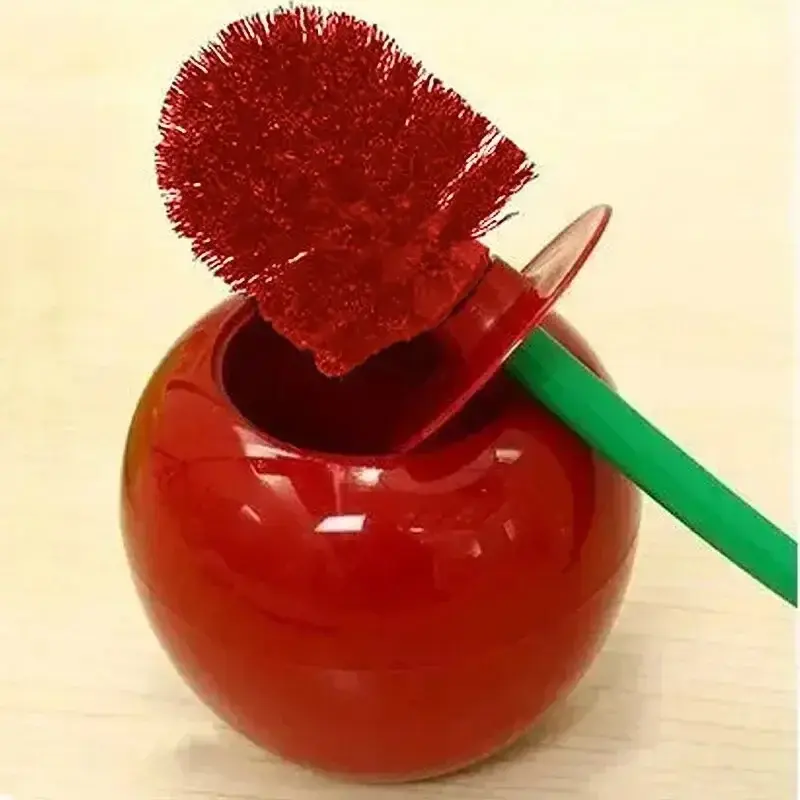 1pc Red Toilet Brush Creative Lovely Cherry Shape Lavatory  Brush Holder Set Bathroom Accessories Toilet Holder