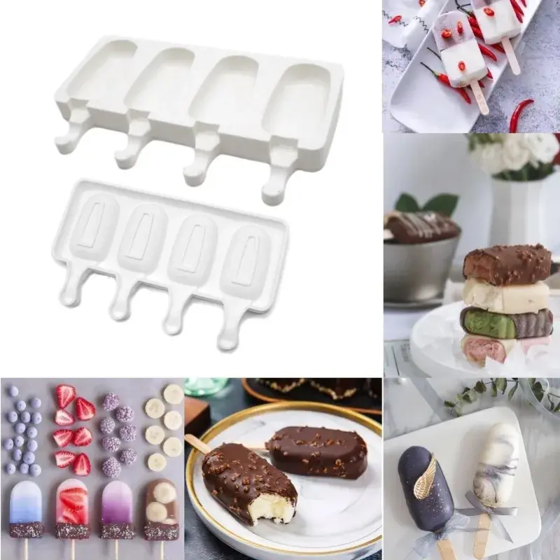 New Silicone Ice Cream Mold DIY Chocolate Dessert Popsicle Moulds Tray Ice Cube Maker Homemade Tools Summer Party Supplies 2024
