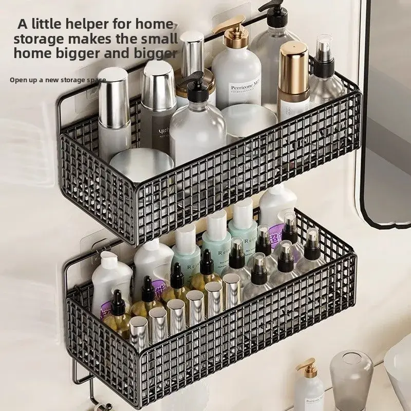New Antirust Bathroom Shelf Wall Mounted Corner Storage Shelves Shampoo Holder Cosmetic Rack Iron Shower Drain Basket Organizer