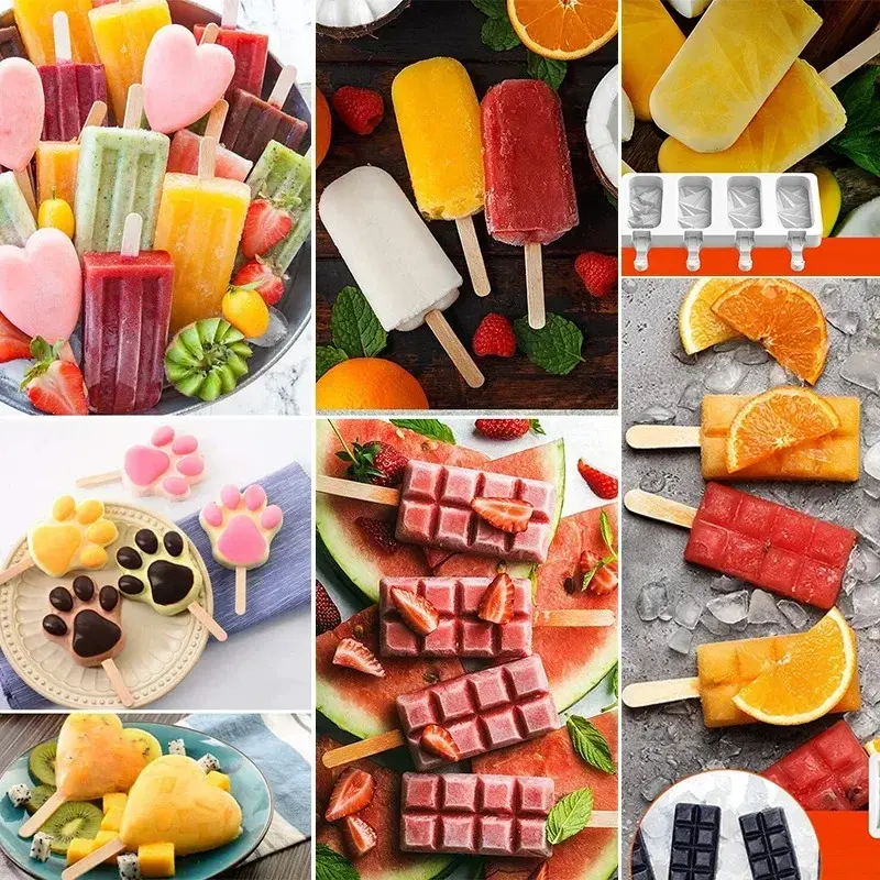 New Silicone Ice Cream Mold DIY Chocolate Dessert Popsicle Moulds Tray Ice Cube Maker Homemade Tools Summer Party Supplies 2024