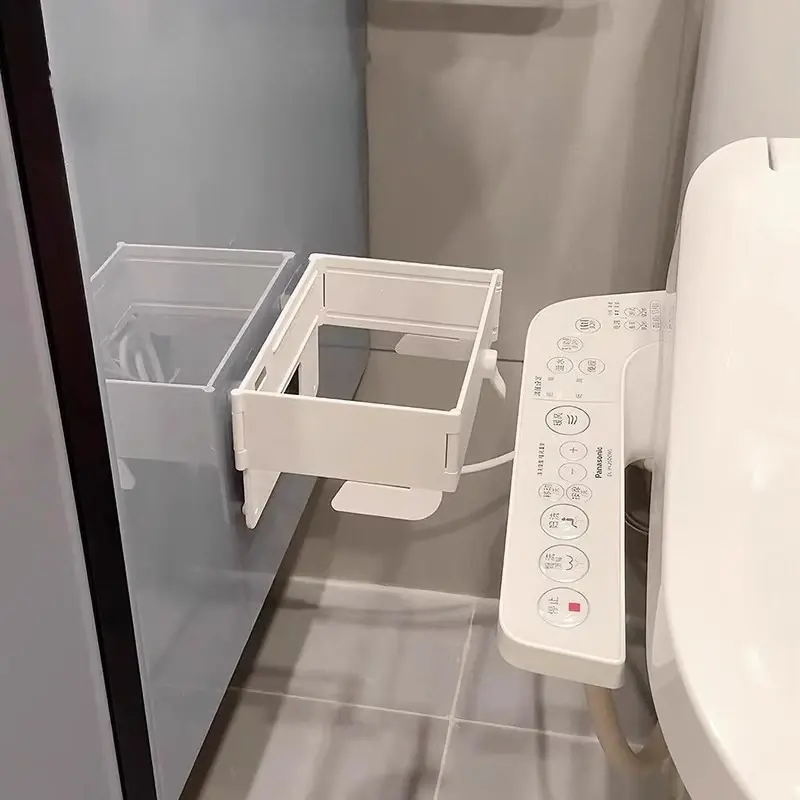 New Non Perforated Foldable Garbage Bin Rack Bathroom Wall Mounted Shower Storage Rack Can Store Shower and Makeup Products