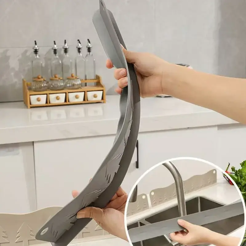 Silicone sink water blocking board suction cup kitchen anti drain and splash baffle bathroom waterproof sealing strip