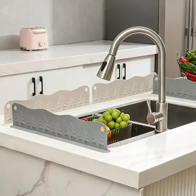 Silicone sink water blocking board suction cup kitchen anti drain and splash baffle bathroom waterproof sealing strip