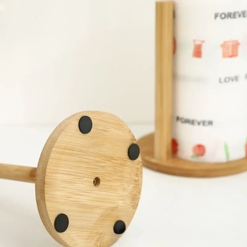 New Bathroom Minimalist Tissue Holder Bamboo Kitchen Dining Room Vertical Wooden Roll Paper Cling Film Storage Rack