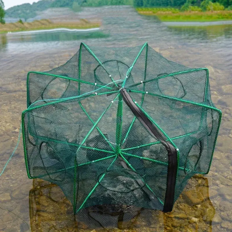 New 6 Holes Mesh for Fishing Net/Tackle/Cage Folding Crayfish Catcher Casting/Fish Network Crab/Crayfish/Shrimp/Smelt/Eels Traps