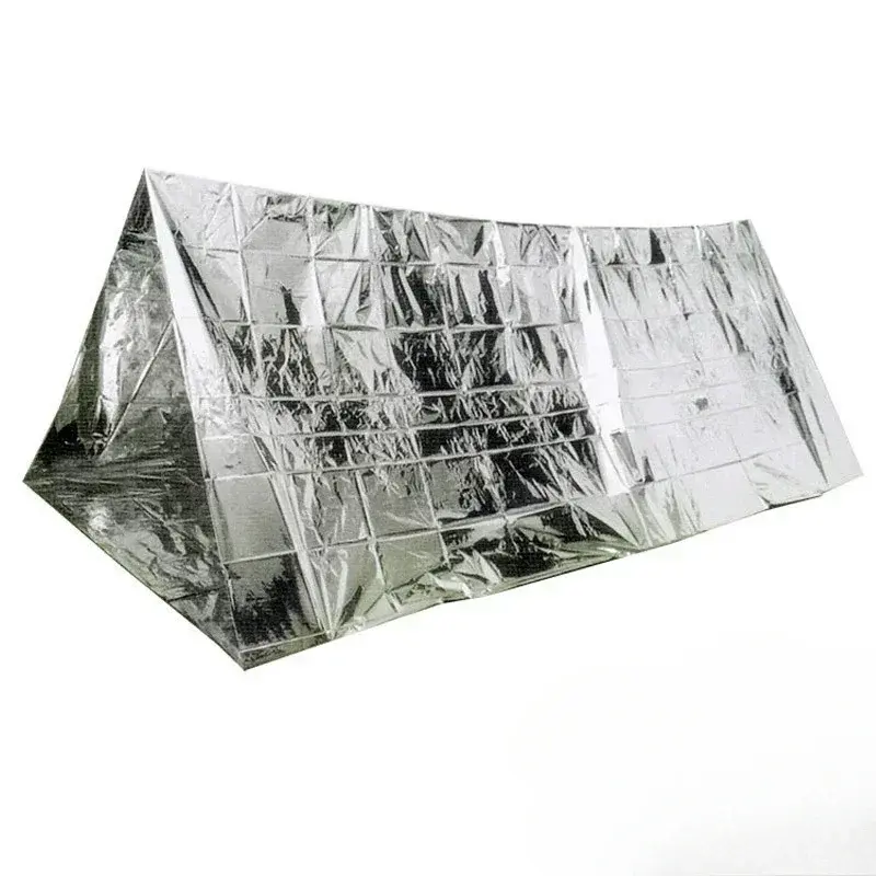 Hiking Emergency Survival Blanket Tent - Windproof Waterproof Foil Thermal Shelter for Camping Outdoor First Aid Rescue