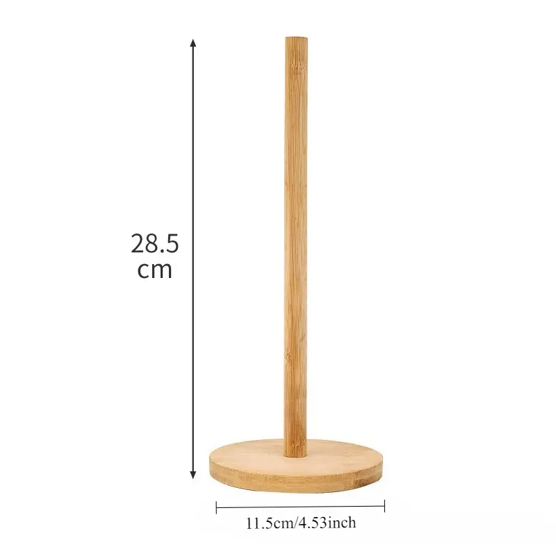 New Bathroom Minimalist Tissue Holder Bamboo Kitchen Dining Room Vertical Wooden Roll Paper Cling Film Storage Rack
