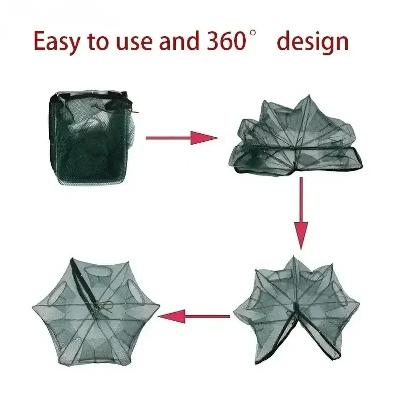 New 6 Holes Mesh for Fishing Net/Tackle/Cage Folding Crayfish Catcher Casting/Fish Network Crab/Crayfish/Shrimp/Smelt/Eels Traps