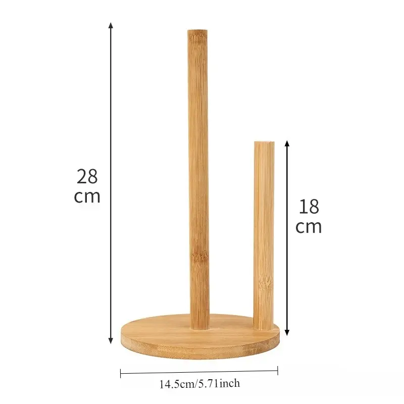 New Bathroom Minimalist Tissue Holder Bamboo Kitchen Dining Room Vertical Wooden Roll Paper Cling Film Storage Rack