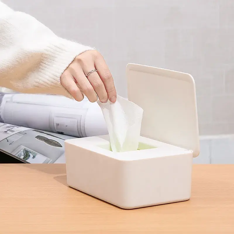 New Easy to use Dustproof Wet Tissue Box with Lid Baby Nappy Wet Storage Holder Dispenser for Home Car Office Paper