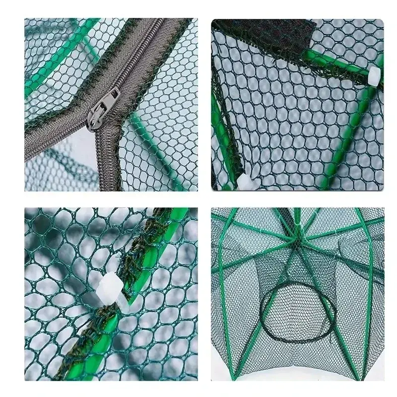 New 6 Holes Mesh for Fishing Net/Tackle/Cage Folding Crayfish Catcher Casting/Fish Network Crab/Crayfish/Shrimp/Smelt/Eels Traps