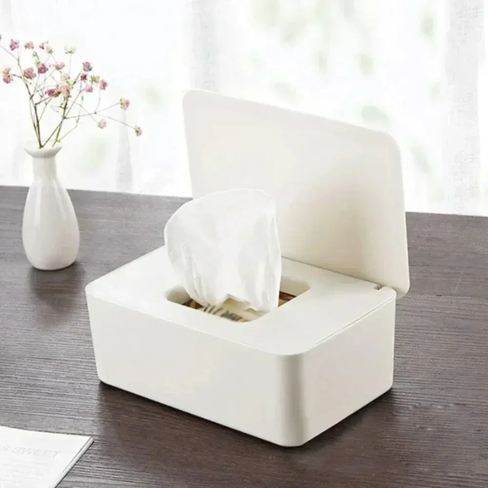 New Easy to use Dustproof Wet Tissue Box with Lid Baby Nappy Wet Storage Holder Dispenser for Home Car Office Paper