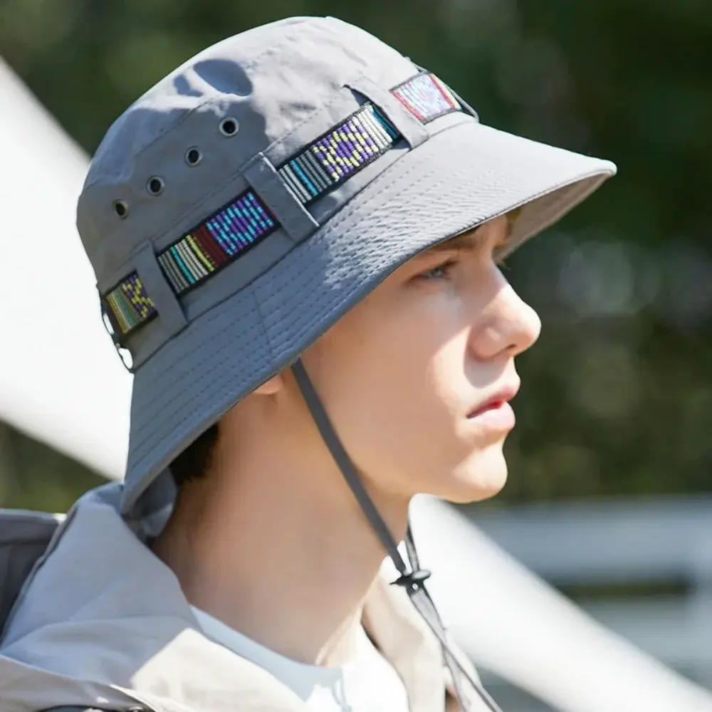 Summer Travel Fisherman's Hat for Outdoor Sun Protection Summer Camping and Hiking Paired with Breathable Drawstring Fishing Hat