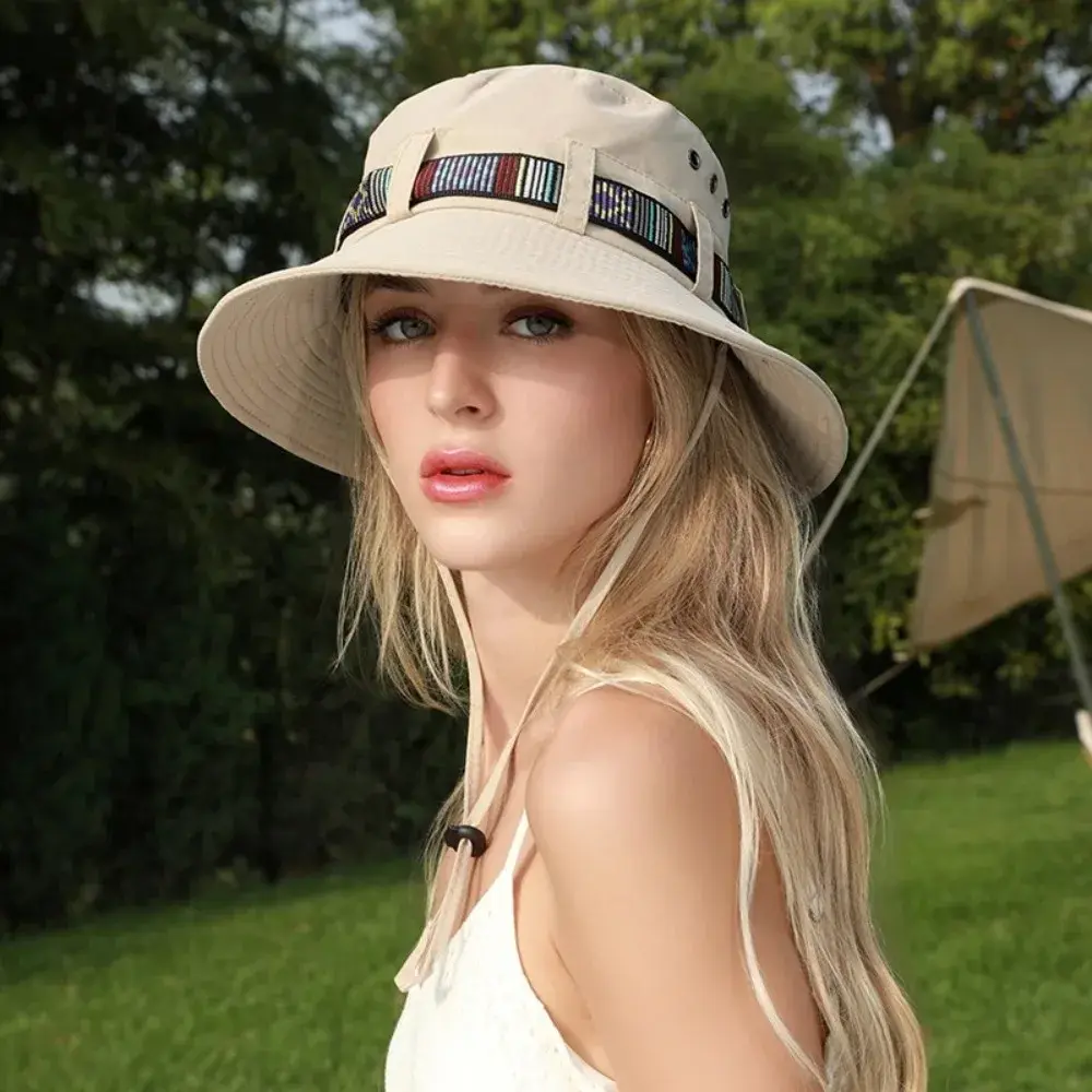 Summer Travel Fisherman's Hat for Outdoor Sun Protection Summer Camping and Hiking Paired with Breathable Drawstring Fishing Hat