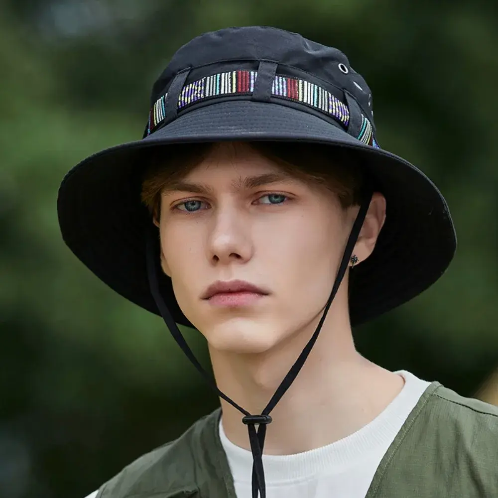 Summer Travel Fisherman's Hat for Outdoor Sun Protection Summer Camping and Hiking Paired with Breathable Drawstring Fishing Hat