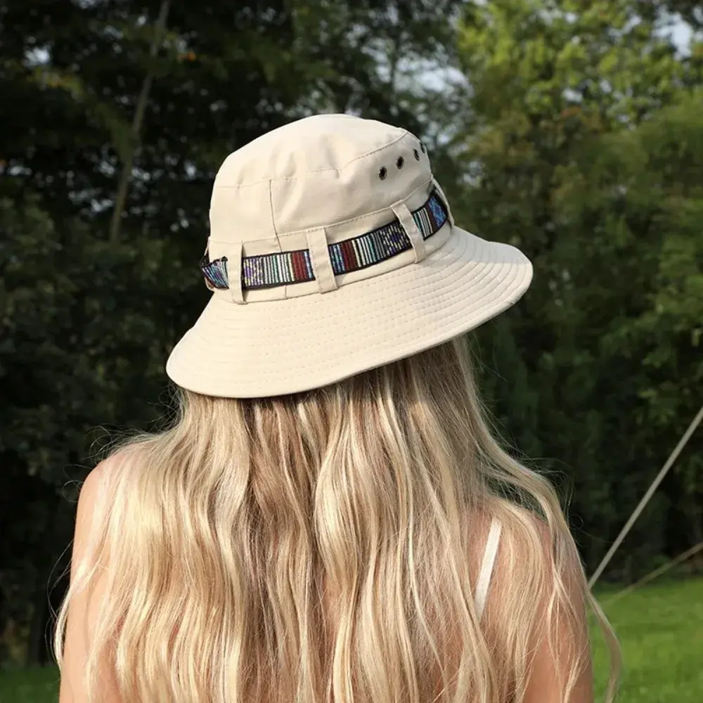 Summer Travel Fisherman's Hat for Outdoor Sun Protection Summer Camping and Hiking Paired with Breathable Drawstring Fishing Hat