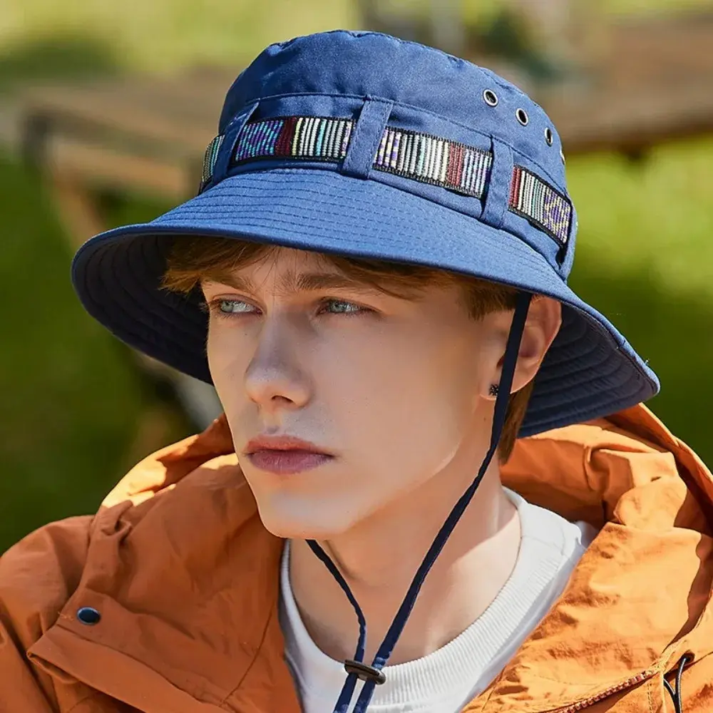 Summer Travel Fisherman's Hat for Outdoor Sun Protection Summer Camping and Hiking Paired with Breathable Drawstring Fishing Hat