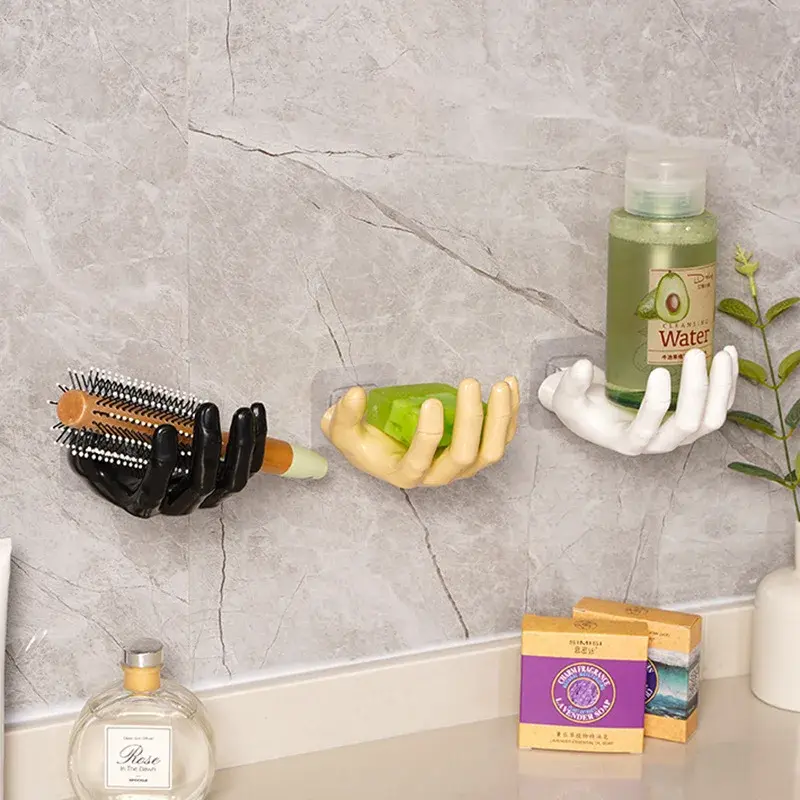New No Need To Punch A Bathroom Soap Rack Hook Hand Shaped Wall Strong Home Wall Storage Key Headphone Hook Holder Tissue Holder