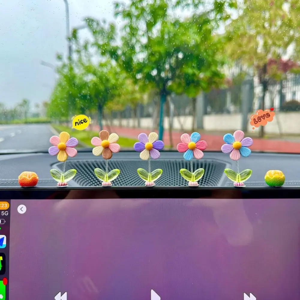 Cute shaking windmill headboard counter bar decoration with colorful flowers car center console decoration cute home decoration