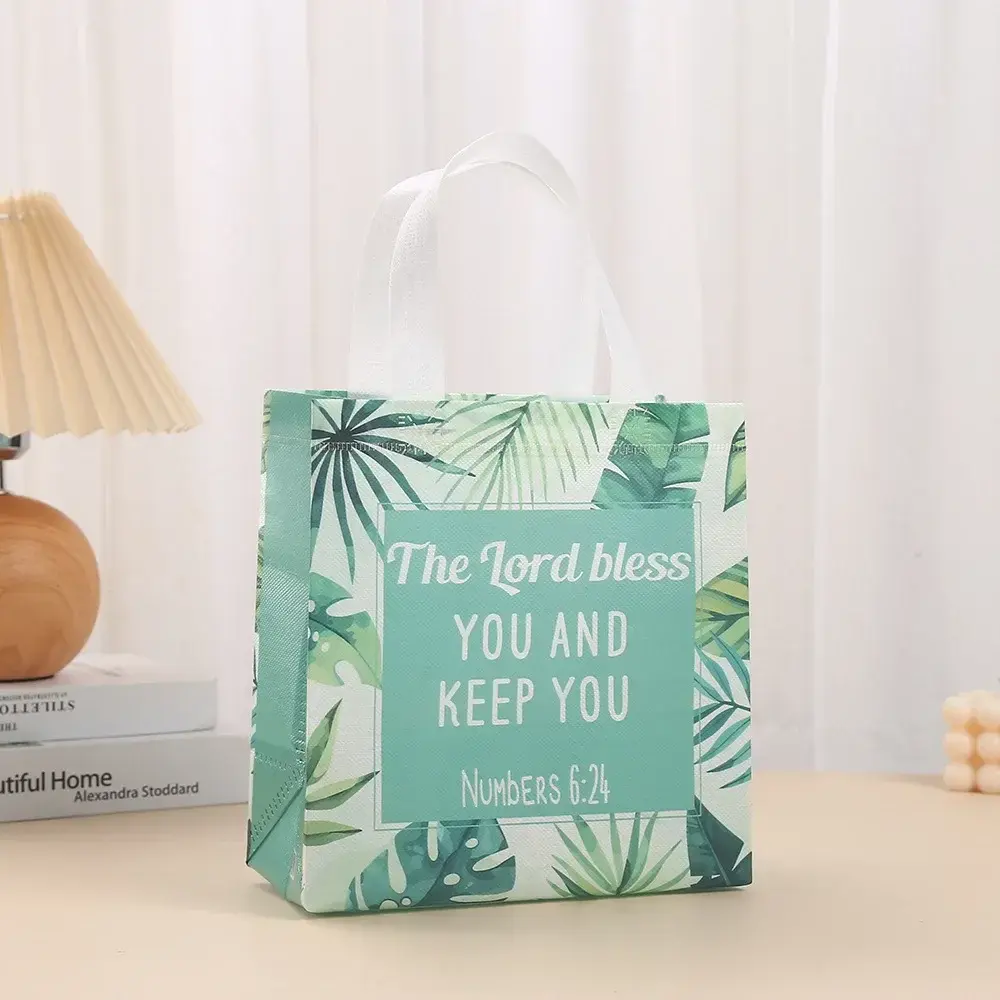 New 12pcs Bible Non-woven Hand-held Bag Laminated Printed Eco-friendly Shopping Bag for Party Supplies Gift Boxes Bags