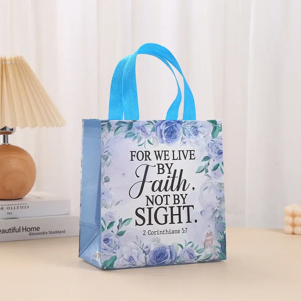 New 12pcs Bible Non-woven Hand-held Bag Laminated Printed Eco-friendly Shopping Bag for Party Supplies Gift Boxes Bags