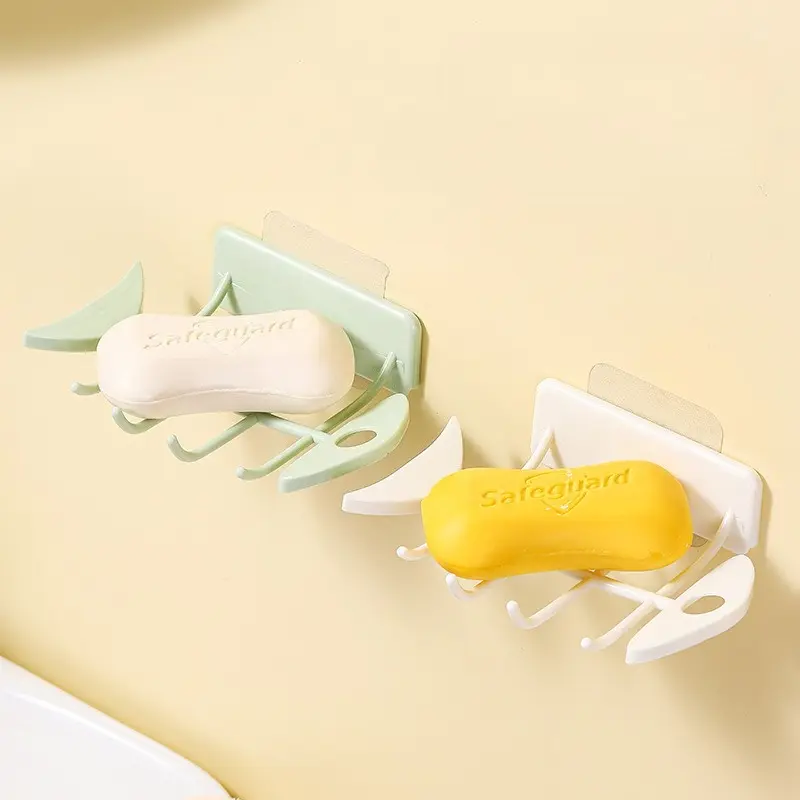 New Wall-Mounted Fish - Bone Soap Holder - No - Drilling Drainage Soap Dish for Bathroom