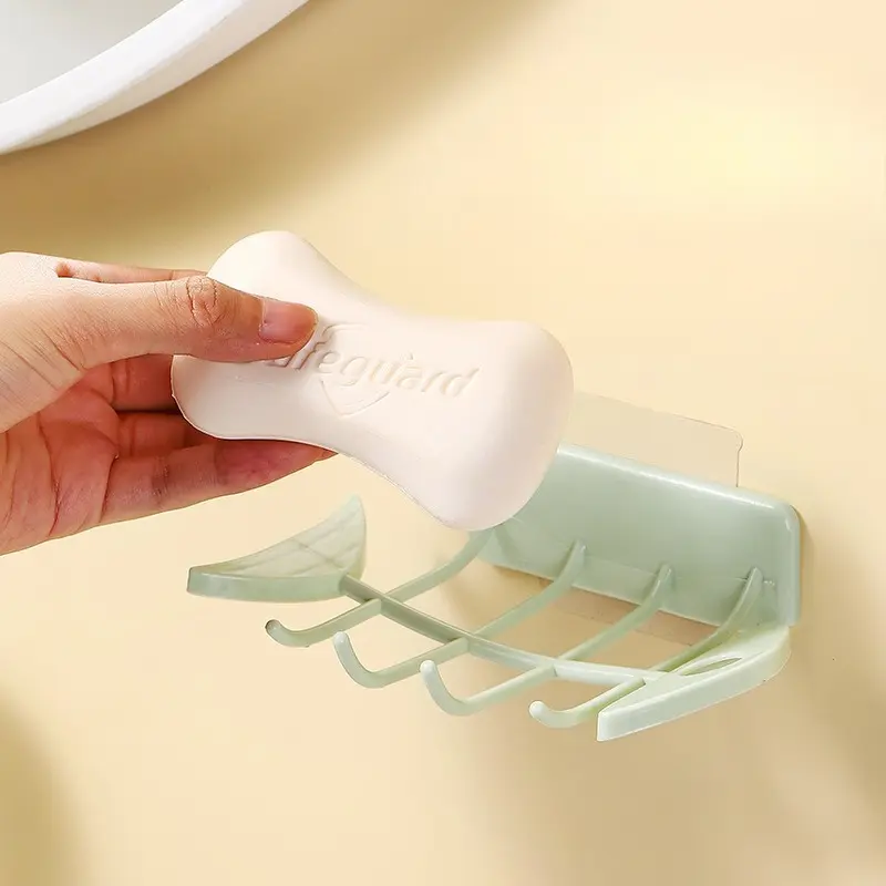 New Wall-Mounted Fish - Bone Soap Holder - No - Drilling Drainage Soap Dish for Bathroom
