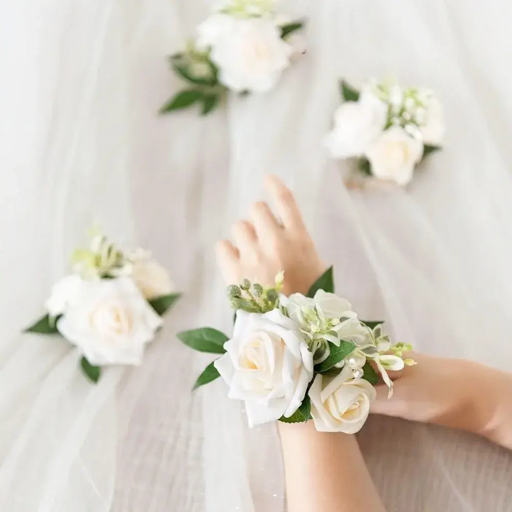 New 1PC Bride Wedding Wrist Corsage Artificial Flower Set for Bridal Bouquet Banquet Party Accessories Decoração Gifts