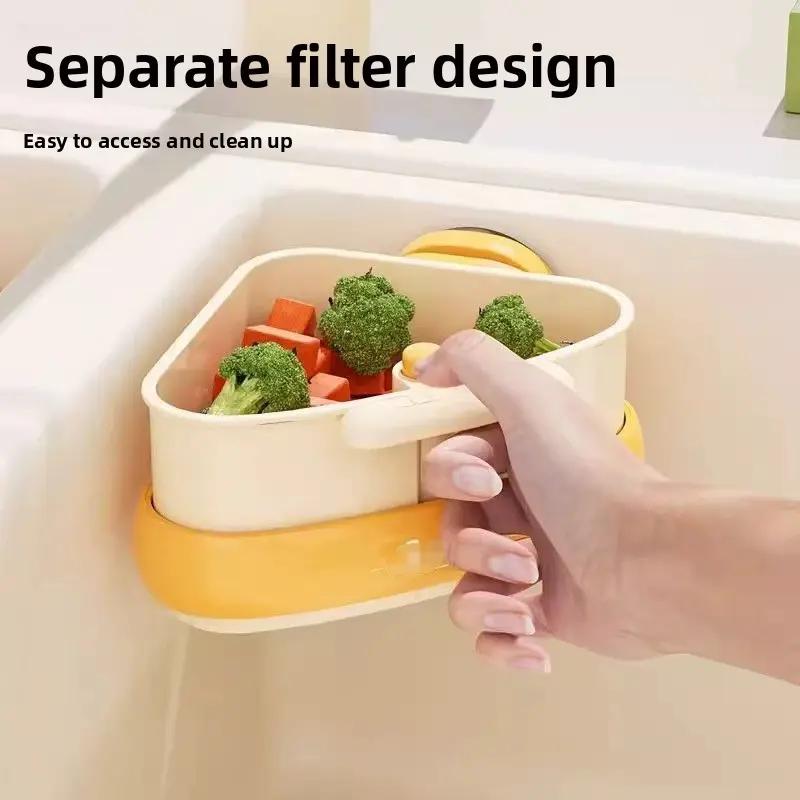 Suction Cup Sink Strainer Basket  Hands Food Residue Filter Dry - Wet Separation Kitchen Storage Organizer residue filter basket