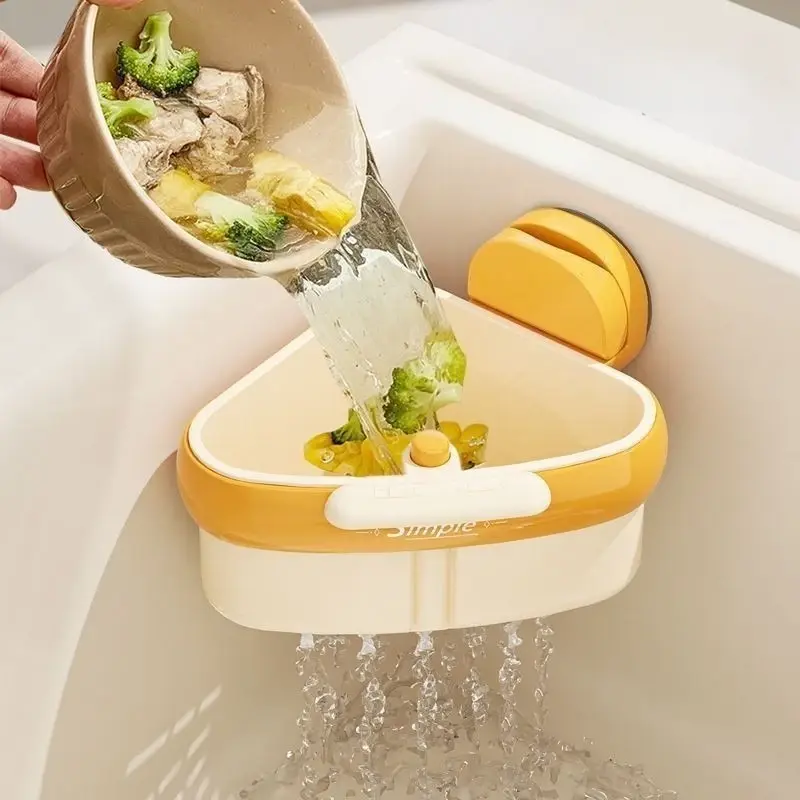 Suction Cup Sink Strainer Basket  Hands Food Residue Filter Dry - Wet Separation Kitchen Storage Organizer residue filter basket
