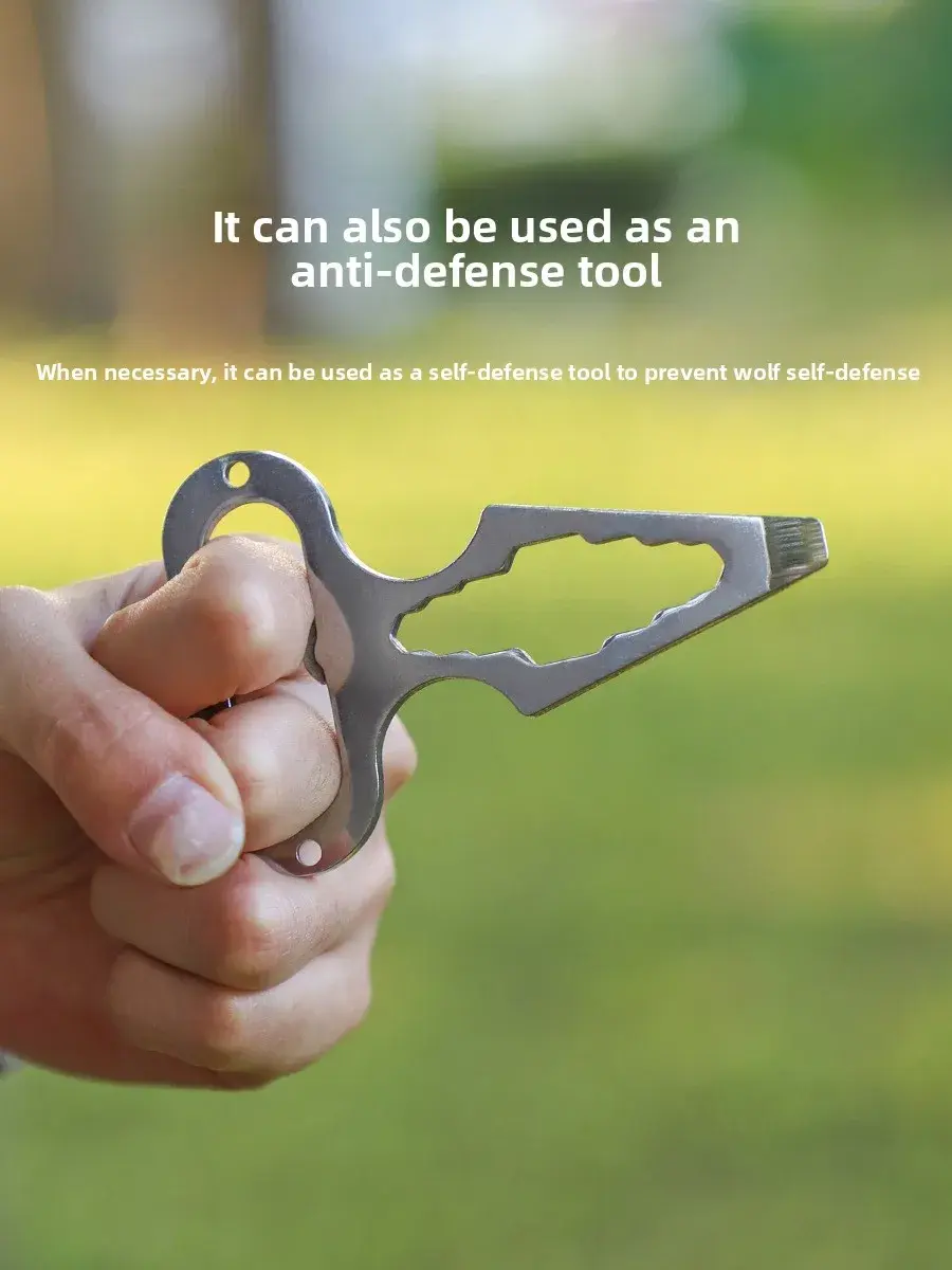 New Multifunctional Stainless Steel Keychain Tool Bottle Opener & EDC Accessory Outdoor Camping Wrench Self-defense Spike Tool