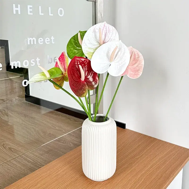 New 62CM Artificial Red Flamingo Palm Silk Flower Wedding Flower Arrangement Soft Decoration for Wedding Home Decoration