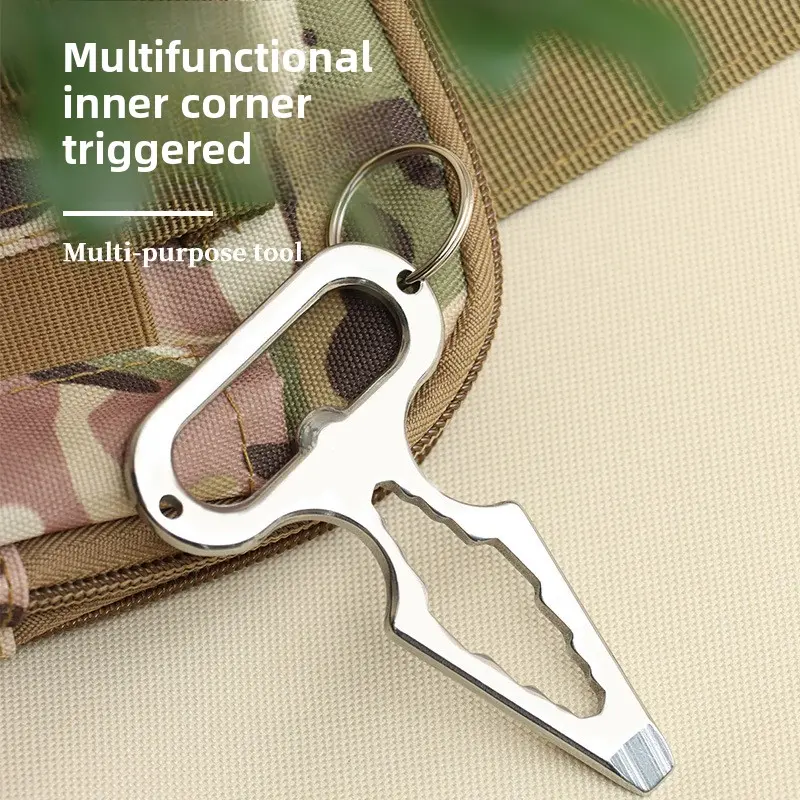 New Multifunctional Stainless Steel Keychain Tool Bottle Opener & EDC Accessory Outdoor Camping Wrench Self-defense Spike Tool